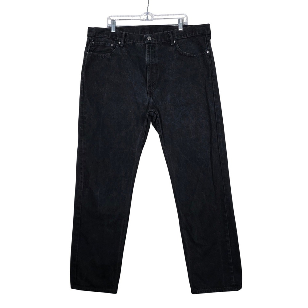 Levi's 505 Regular Fit Jeans Black Cotton Straight Leg 42x32 Denim Workwear